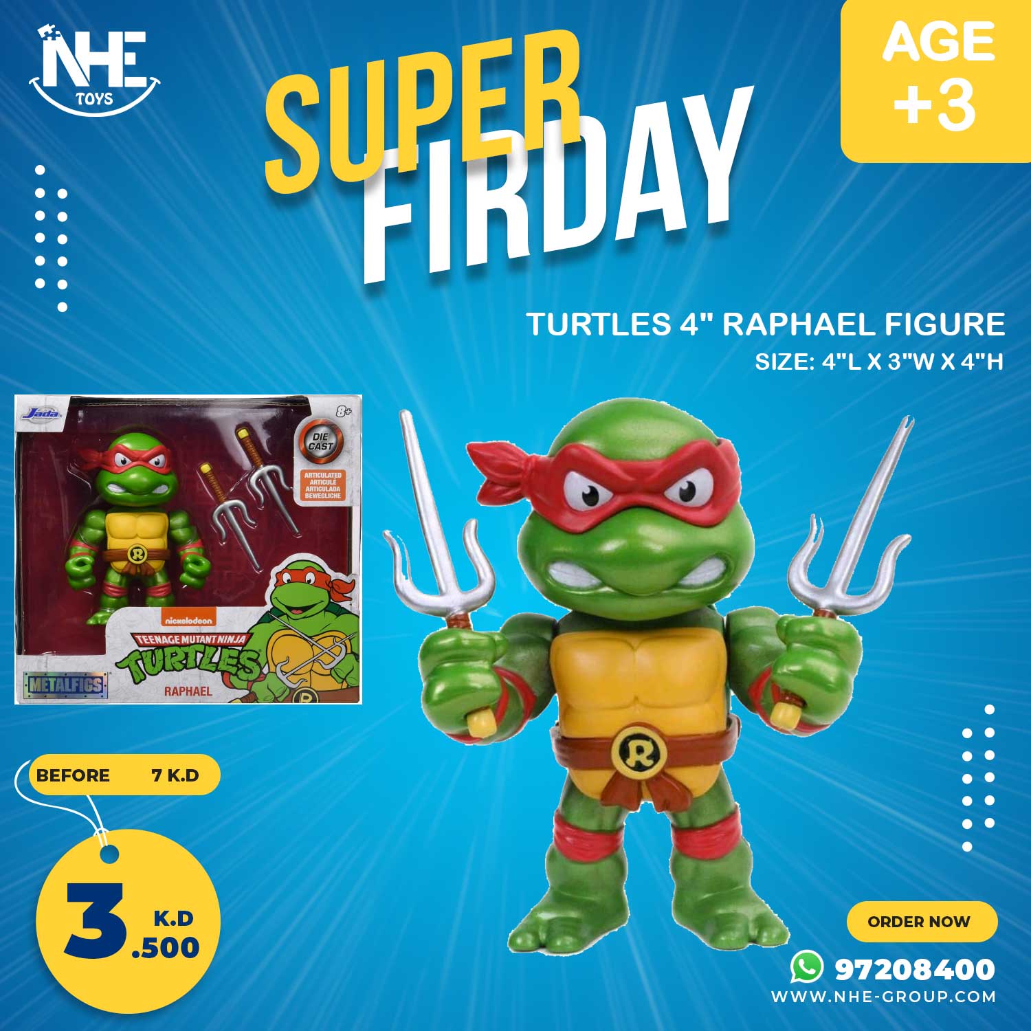 NHE Group | Turtles 4 inch Raphael - Metal Figure